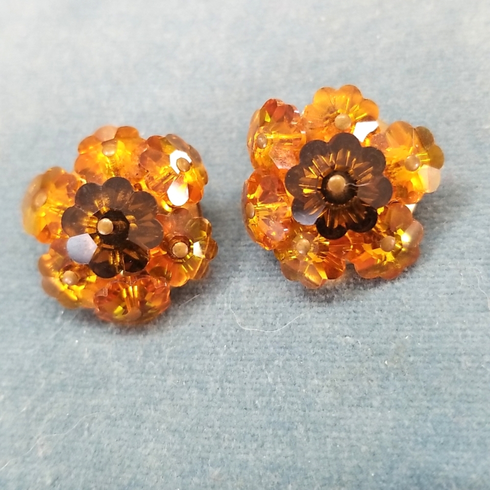 Vtg 1950's Cluster Earrings